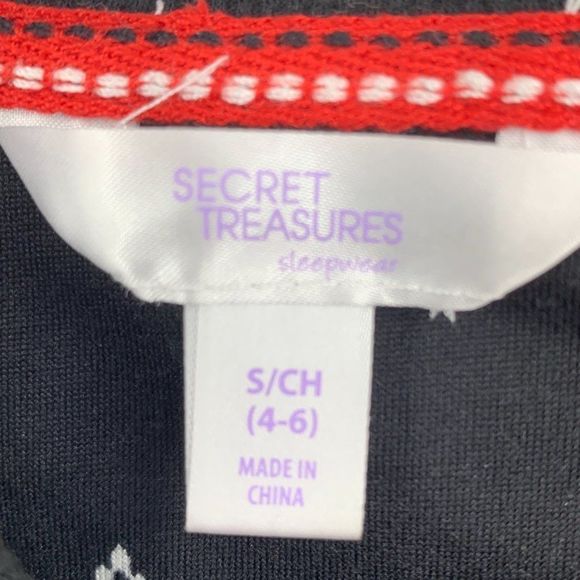 Womans Sleep Top 9975 Secret Treatures Sz S 4-6 Nordic Snowflake Raglan Black - Picture 5 of 5